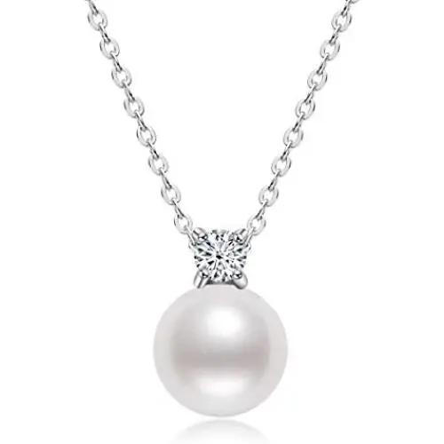 Pearl Necklace Single Freshwater White Pearl Pendant Bar Necklace with Silver Chain Jewelry Gifts for Women Girls Pearl Necklace Single Freshwater White Pearl Pendant Bar Necklace with Silver Chain Jewelry Gifts for Women Girls