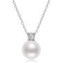 Pearl Necklace Single Freshwater White Pearl Pendant Bar Necklace with Silver Chain Jewelry Gifts for Women Girls