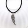 Yfe Angel Wing Necklace Choker Black Cord Choker Necklace for Women and Girls Personalized Choker Pendant (Silver)