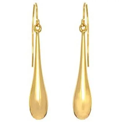 14K Yellow Gold Long Puffed Teardrop Drop Earring 14K Yellow Gold Long Puffed Teardrop Drop Earring