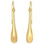 14K Yellow Gold Long Puffed Teardrop Drop Earring