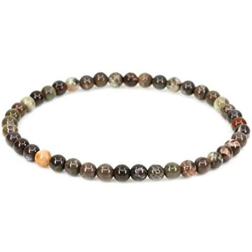 Keleny 4mm Natural Round Beads Gemstones Rock Crystal Stretch Bracelet 7 Inch Unisex