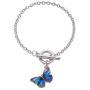 Blue Butterfly Silver Chain Pendant Bracelet for Women and Girls Adjustable Silver Bracelet