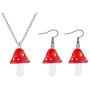 RUIZHEN Colorful Cute Mushroom Dangle Earrings Pendant Necklace Jewelry Set for Wowen Girls