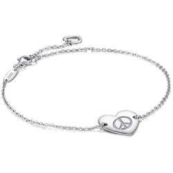 ESSIE ODILA Women 925 Sterling Silver Bracelet Gold Plated Heart Charm Love Bracelet for Women Jewelry Gift for Mother Daughter