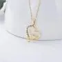 FENCCI Solid 14K Gold Heart Necklace Engraved I Love You Forever, 16+1+1 FENCCI Solid 14K Gold Heart Necklace Engraved I Love You Forever, 16+1+1