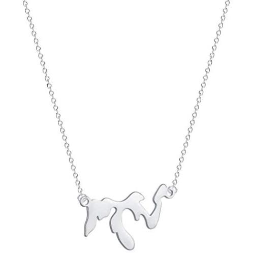 BELUCKIN 3 Colors Great Lakes Pendant Necklace Lake Michigan Map Jewelry Gift