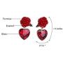 NORTHSTAR PEARLS AND JEWELRY: Red Color Rose and Heart Earrings, drop Hang Dangle Earrings.
