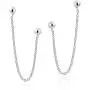 Rare Double Ball Pierced Chain .925 Sterling Silver Earrings Rare Double Ball Pierced Chain .925 Sterling Silver Earrings