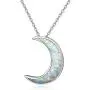 PRAYMOS S925 Sterling Silver Moon Necklace Synthetic Opal Necklace Women Dainty Necklace PRAYMOS S925 Sterling Silver Moon Necklace Synthetic Opal Necklace Women Dainty Necklace
