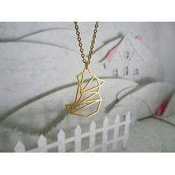 La Menagerie Fox Gold Origami Jewelry - Gold Geometric Chain Necklace – 18 Karat Plated Gold Necklace for Women & Girls – Stylish Fox Pendant Necklace