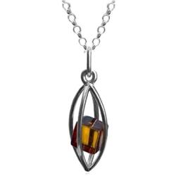 Ian and Valeri Co. Amber Sterling Silver Millennium Collection Cage Pendant Necklace Chain 18''