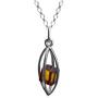 Ian and Valeri Co. Amber Sterling Silver Millennium Collection Cage Pendant Necklace Chain 18''