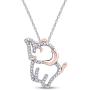 1/20 CTTW Round Cut Natural Diamond Accent Two Tone Elephant Pendant Necklace In 14K Gold Over Sterling Silver