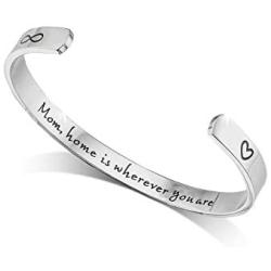 Tstars Mothers Day Bracelet Mom Home is Wherever You are Gifts for Mom Adjustable Stainless Steel Bangle Bracelet