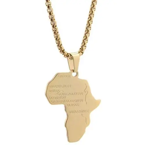 Mgutillart Punk Rock Stainless Steel Africa Map Tag Pendant Necklace Mgutillart Punk Rock Stainless Steel Africa Map Tag Pendant Necklace