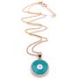 Turquoise Enamel Gold Evil Eye Necklace 18K Plated Chain''18 Inches'' Length Fashion Jewelry