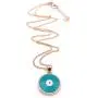 Turquoise Enamel Gold Evil Eye Necklace 18K Plated Chain''18 Inches'' Length Fashion Jewelry Turquoise Enamel Gold Evil Eye Necklace 18K Plated Chain''18 Inches'' Length Fashion Jewelry