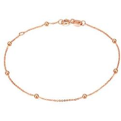 Solid 14K, 18K Gold Bracelets for Women, Real Gold Bead Thin Chain Bracelet