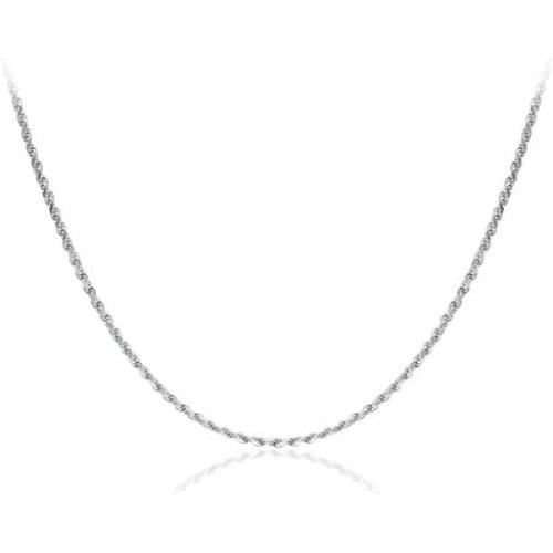 Michael Zweig 925 Sterling Silver Necklace for Women - Diamond Cut Sterling Silver Rope Chain Necklace | 1.5 mm Thickness with Spring Ring, Italy Tag