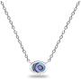 Sterling Silver Polished Inlay Oval Minimalist Dainty Necklace for Women Girls, Choice of 3