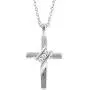 10k Diamond Three-Stone Cross Pendant Necklace Religious Jewelry (0.05cttw, I-J/I2-I3) 18''