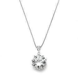 Mariell Dramatic 5 Ct. ½ Round-Cut CZ Solitaire Pendant Necklace - Bold Brides or Bridesmaids Jewelry