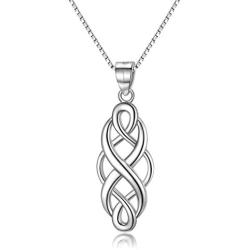 GOXO 925 Sterling Silver Good Luck Polished Celtic Knot Cross Pendant Necklace for Womens