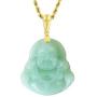 Smiling Laughing Buddha Green Jade Pendant Necklace Rope Chain Genuine Certified Grade A Jadeite Jade Hand Crafted, Jade Neckalce, 14k Gold Filled Buddha necklace, Jade Medallion