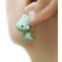 Tattooshe Fashion Stud Earrings Soft Pottery Dinosaur Earrings Green Fine Jewelry for Women Child Girls