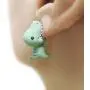 Tattooshe Fashion Stud Earrings Soft Pottery Dinosaur Earrings Green Fine Jewelry for Women Child Girls