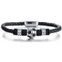MPRAINBOW Free Engraving Stainless Steel Braided Soccer Football Genuine Leather Bracelets for Men Women
