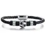 MPRAINBOW Free Engraving Stainless Steel Braided Soccer Football Genuine Leather Bracelets for Men Women