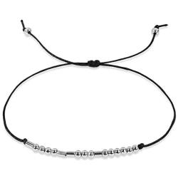 MRSXXNTY Badass Bracelets Morse-Code Jewelry Gift - Unique Jewelry for Women Sterling Silver Beads Pull Cord Bracelet