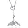 Mermaid Tail Necklace 925 Sterling Silver Heart Y Necklaces Jewelry Valentines Day Gift for Women