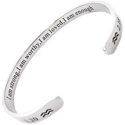RENYILIN Creative Cuff Bracelet, Zodiac Bracelet, Inspirational Stainless Steel Bracelet for Men and Women