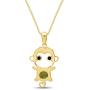 Simulated Gemstone Cute Monkey Animal Cartoon Pendant Necklace in 14K Yellow Gold Over Sterling Silver