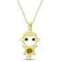 Simulated Gemstone Cute Monkey Animal Cartoon Pendant Necklace in 14K Yellow Gold Over Sterling Silver