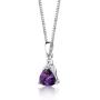 Amethyst Pendant Necklace Sterling Silver Trillion Cut 1.50 Carats