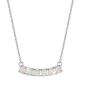 FANCIME October Birthstone Sterling Silver Created Fire Opal Necklace Smile Bar Pendant CZ Cubic Zirconia Necklace Fine Jewelry for Women 16+2 inch Extender