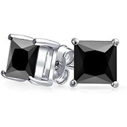 JiangXin Solitaire Gemstone 925 Sterling Silver Platinum Plated Stud Earrings Fine Jewelry for Girls Women