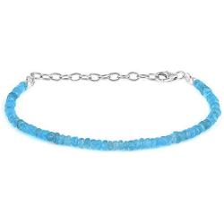 Neon Apatite Bracelet, Neon Apatite Jewelry Bracelet, Rondelle Faceted Dainty Natural Blue Apatite Beads Jewelry, Beaded Bracelet