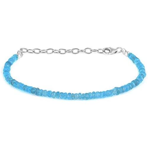 Neon Apatite Bracelet, Neon Apatite Jewelry Bracelet, Rondelle Faceted Dainty Natural Blue Apatite Beads Jewelry, Beaded Bracelet