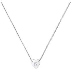 Turandoss Tiny Initial Heart Necklace - 14K Gold Filled Handmade Double Side Engraved Hammered Heart Initial Necklace Gift for Women Girls Jewelry