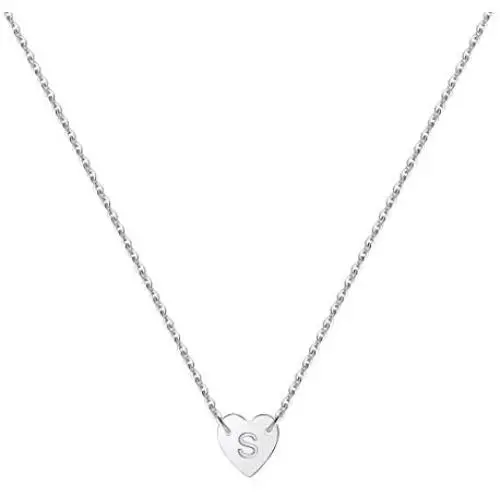 Turandoss Tiny Initial Heart Necklace - 14K Gold Filled Handmade Double Side Engraved Hammered Heart Initial Necklace Gift for Women Girls Jewelry