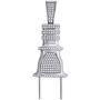925 Sterling Silver Mens Round CZ Cubic Zirconia Simulated Diamond Two Pin Plug Charm Pendant Necklace Jewelry Gifts for Men