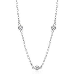 Amazon Essentials Sterling Silver AAA Cubic Zirconia Station Necklace