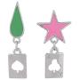 Hunter X Hunter Hisoka Earrings Heart Poker Drop Earrings Ear Clips for Men Women Cosplay