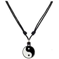 BlueRica Yin Yang Pendant on Adjustable Black Rope Cord Necklace