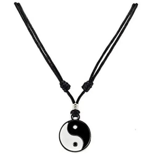 BlueRica Yin Yang Pendant on Adjustable Black Rope Cord Necklace BlueRica Yin Yang Pendant on Adjustable Black Rope Cord Necklace